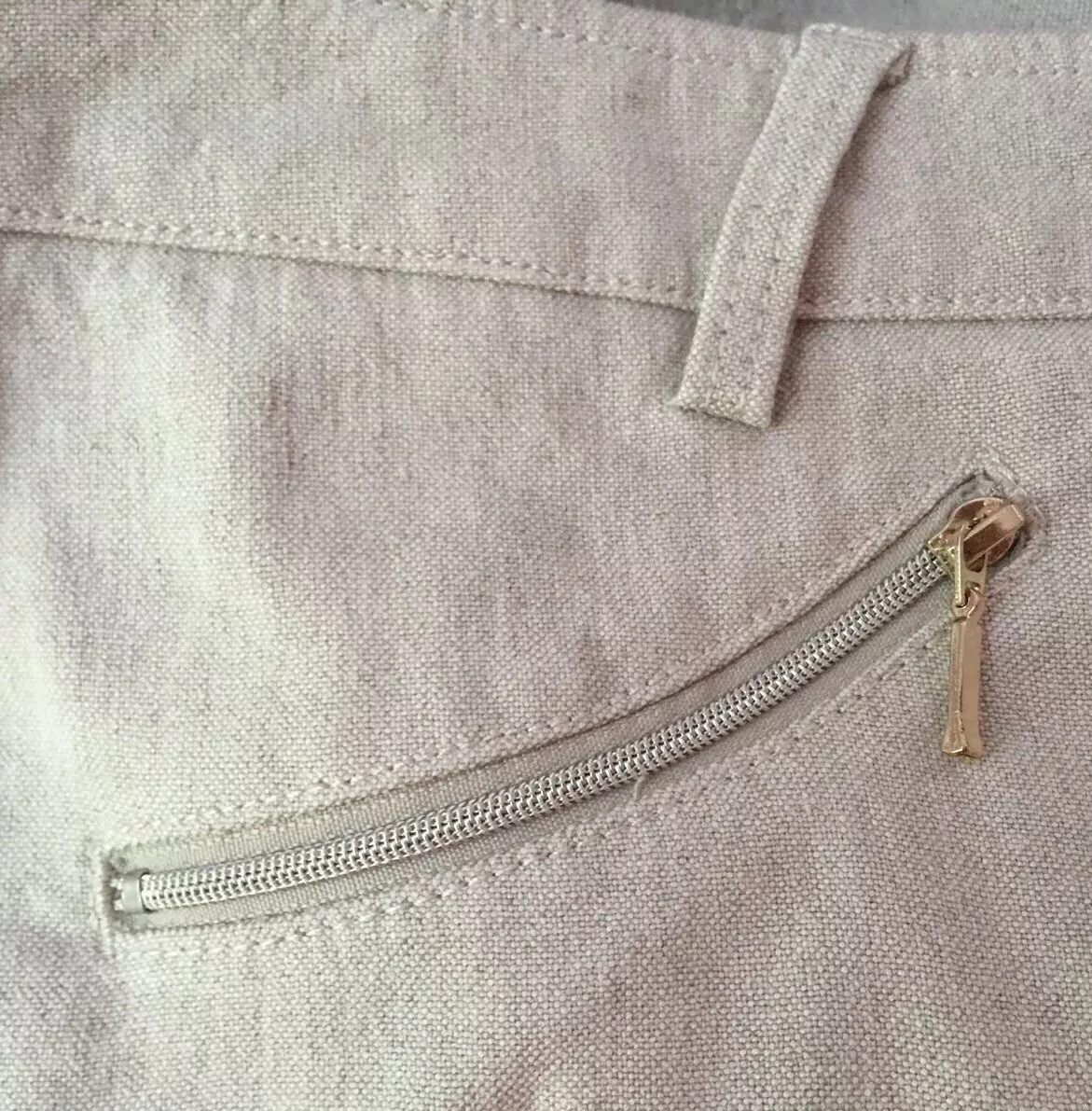 Etcetera 10 Linen Cotton Stretch Light Zipper Pockets Tan Pants