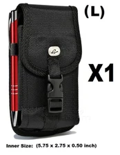 (LARGE) CELL PHONE VERTICAL RUGGED POUCH WITH METAL CLIP BELT LOOP HOLSTER