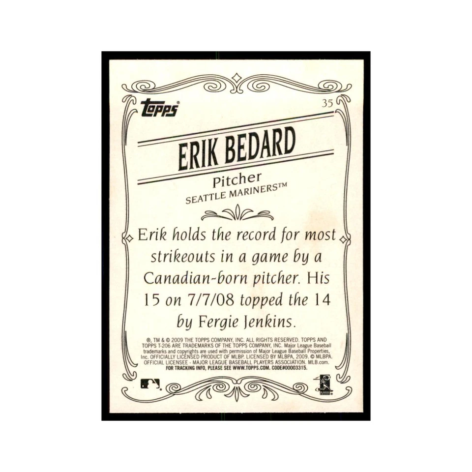 2009 Topps 206 Erik Bedard Baseball Cards #35 - Image 2 of 3