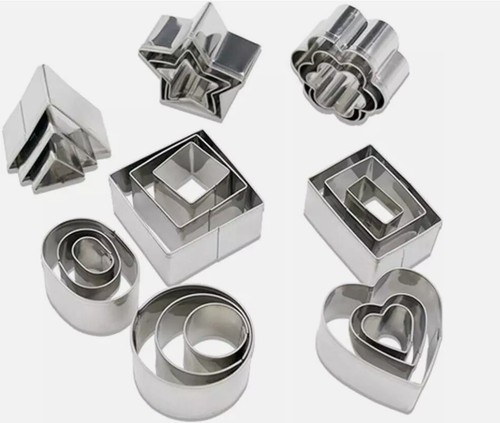 24-Piece Stainless Steel Mini Geometric Shaped Cookie Biscuit Cutter Set