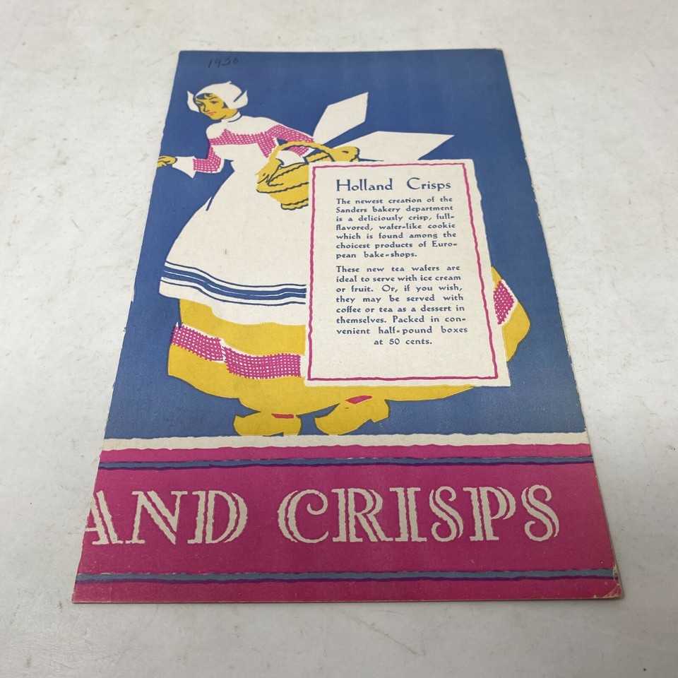 Saturday, June 7, 1930 SANDERS MENU Detroit Confectionery w/ Soda/Lunch