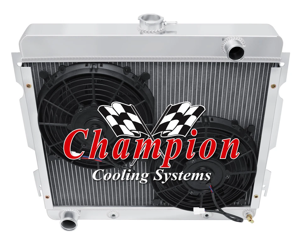 AR Champion 2 Row Radiator, 10" Fans for 1970 - 1972 Plymouth Valiant Big Block - Image 3 of 4