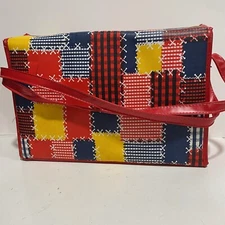 H Vintage Vinyl Zippered PATCHWORK Insulated COOLER Picnic basket bag