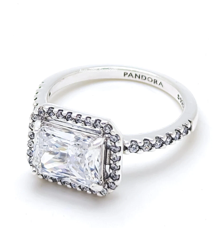 NUEVO 100% Auténtico Anillo PANDORA 925 Ale Rectangular Brillante Halo 192391C01 Foto 3 de 4