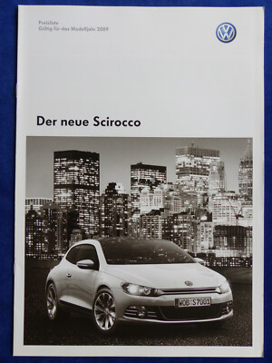 VW Scirocco-price list year 2009-brochure brochure 06.2008