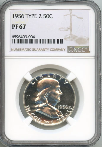 NGC - Franklin Half Dollar - 50c - 1956 TYPE 2  - PF-67