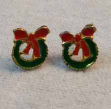 Vintage Christmas Wreath With Bow Earrings