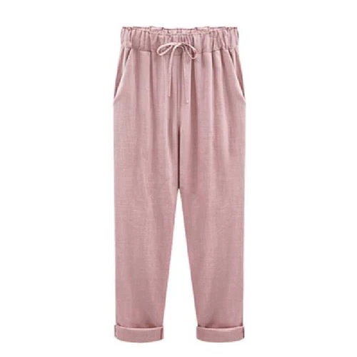 Ladies Lounge Elastic Waist Pants Women Beach Baggy Cropped Straight Loose Fit - Picture 10 of 23