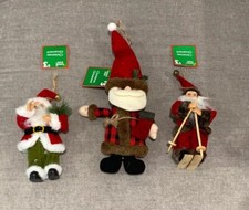 3 Holiday Style 2 8 1 12 Christmas Tree Ornaments Fabric Santa Claus NWT