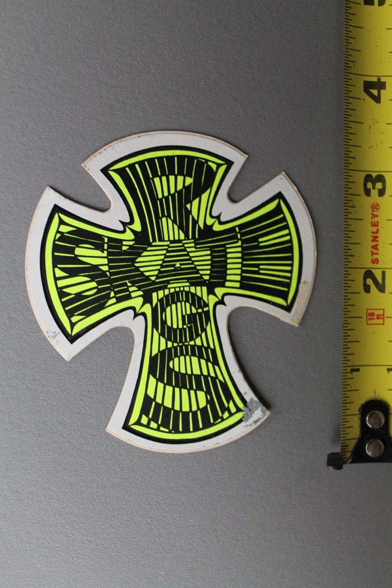 Skate Rags Clothing Neon Black Yellow Cross Z73A Vintage