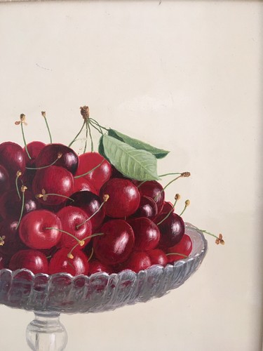 Piero Antonelli (1906-1990) Still Life “Cherries” Oil on Board Listed 9.5 x 11.5 - Picture 4 of 12