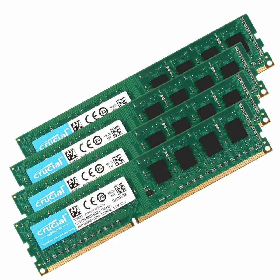 16GB 4x4GB 2GB DDR3 PC3-8500U 1066MHz CL7 DIMM Desktop Memory RAM Crucial LOT BT - Image 2 of 4