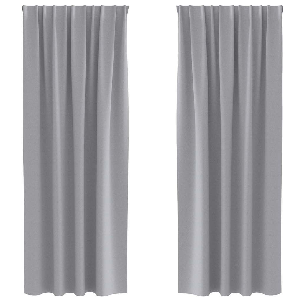Set 2 Tende Oscuranti con Anelli Grigio Chiaro 140x245 cm - 2