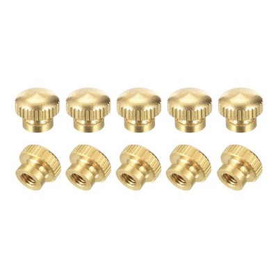 Brass Knurled Thumb Nuts, M4x0.7mm Round Stepped Knobs Fasteners 24Pcs