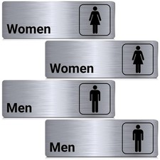 4 Pcs Aluminum Men and Women Restroom Signs 9x3 Inch Bathroom Door Signage