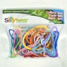 Sillybandz Alphabet Letters 36 Pack Shaped Silicone Bracelets NEW