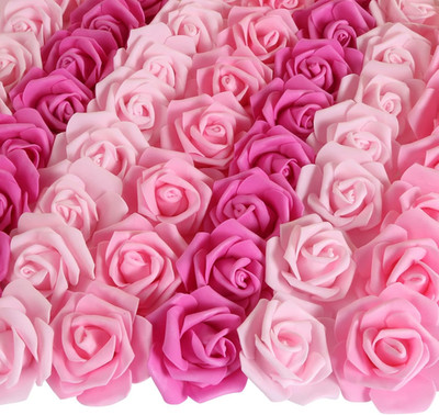 100Pcs Pink Foam Roses Heads,3Inch Blush Faux Flowers Artificial Rose Stemless F
