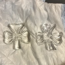 Clear Glass Shamrock Shaped Bowls Set of 2 Decorative Two-Piece