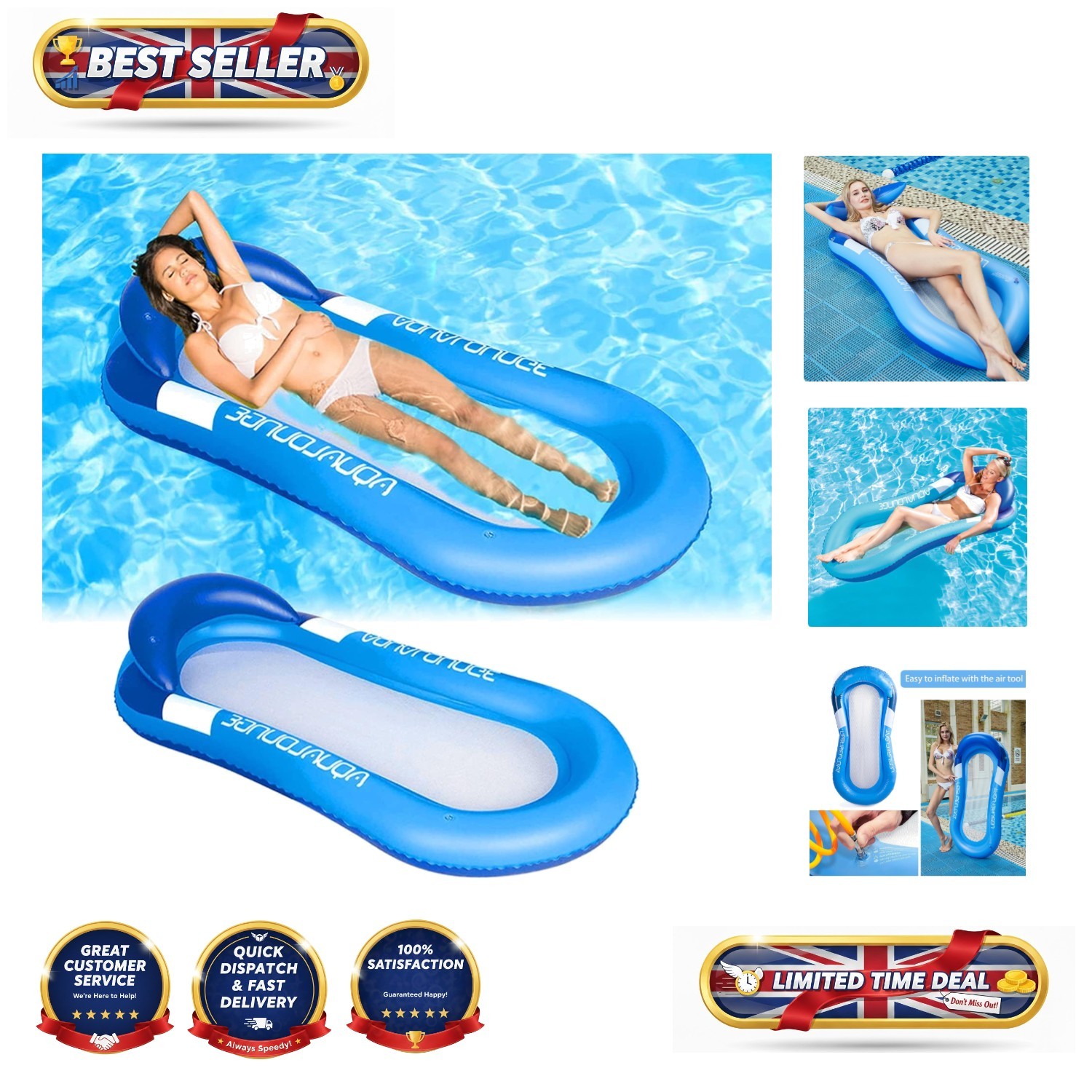 Mesh Bottom Pool Lounger with Headrest for Ultimate Summer Relaxation