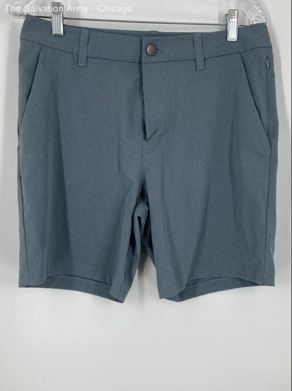 Lululemon Mens Blue Grid Flat-Front Pockets Chino Shorts Size Large