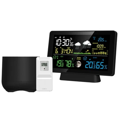 Funk-Wetterstation mit Regenmesser LCD Datum Hygrometer Regenmenge DE - Bild 1 von 4