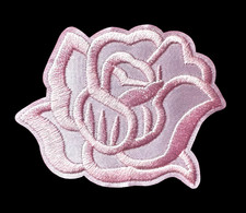 IRON ON PATCH APPLIQUE - pink Rose Flower 2 3/4 x 2 1/8 inch FREE SHIPPING