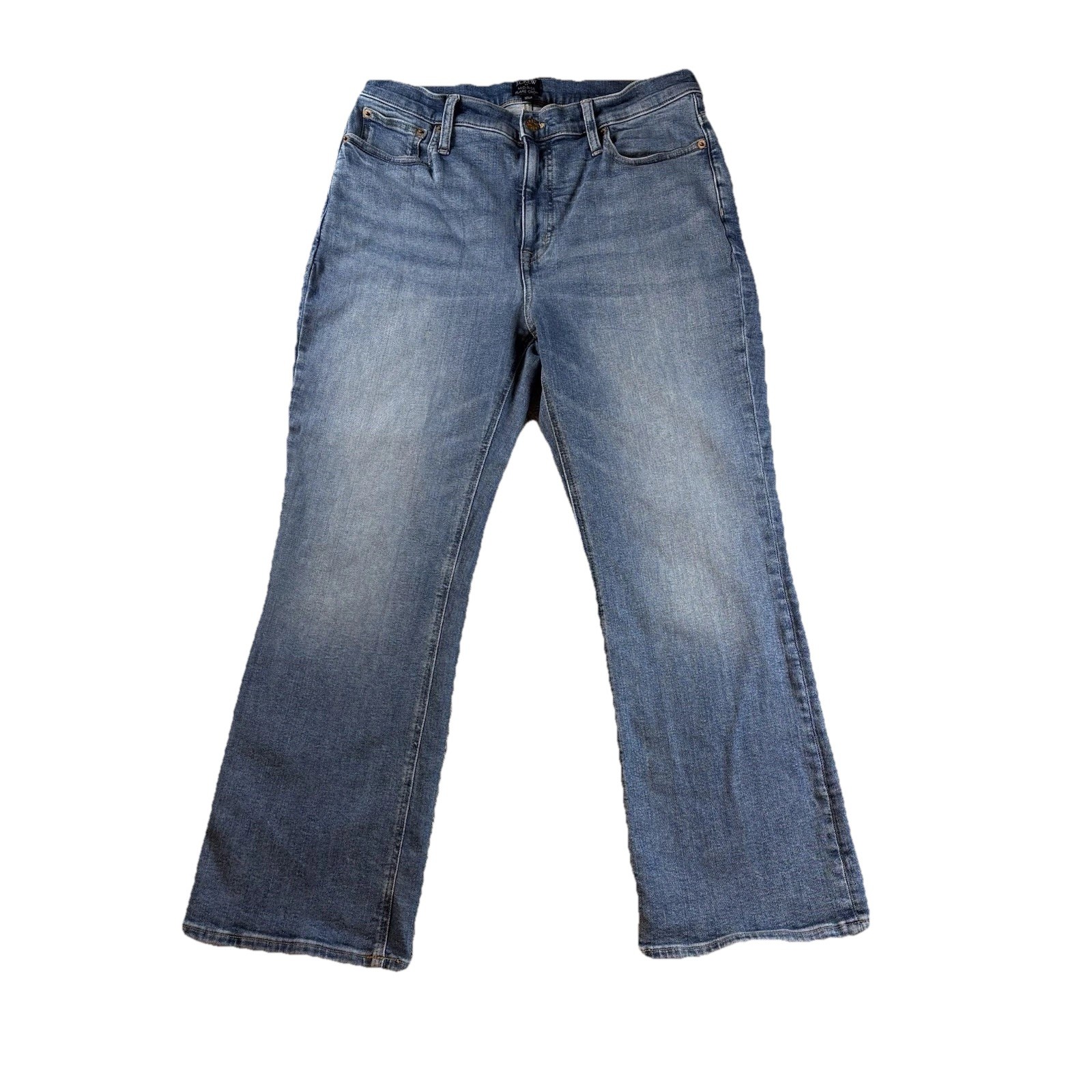 J Crew Jeans Womens 31 Blue Mid Rise Flare Cropped Kick Out Denim Fit 31x26