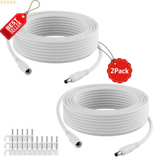 2-Pack 20ft DC Power Extension Cable 5.5x2.1mm CCTV LED Router 5V-24V - US