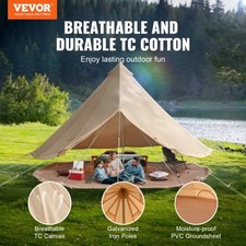 VEVOR Canvas Bell Tent, 4 Seasons 3 m/9.8ft Yurt Tent, Canvas Tent for Camping w