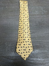 Hermes Paris Silk Tie Yellow Animal Print Tortoise Pattern Made in France