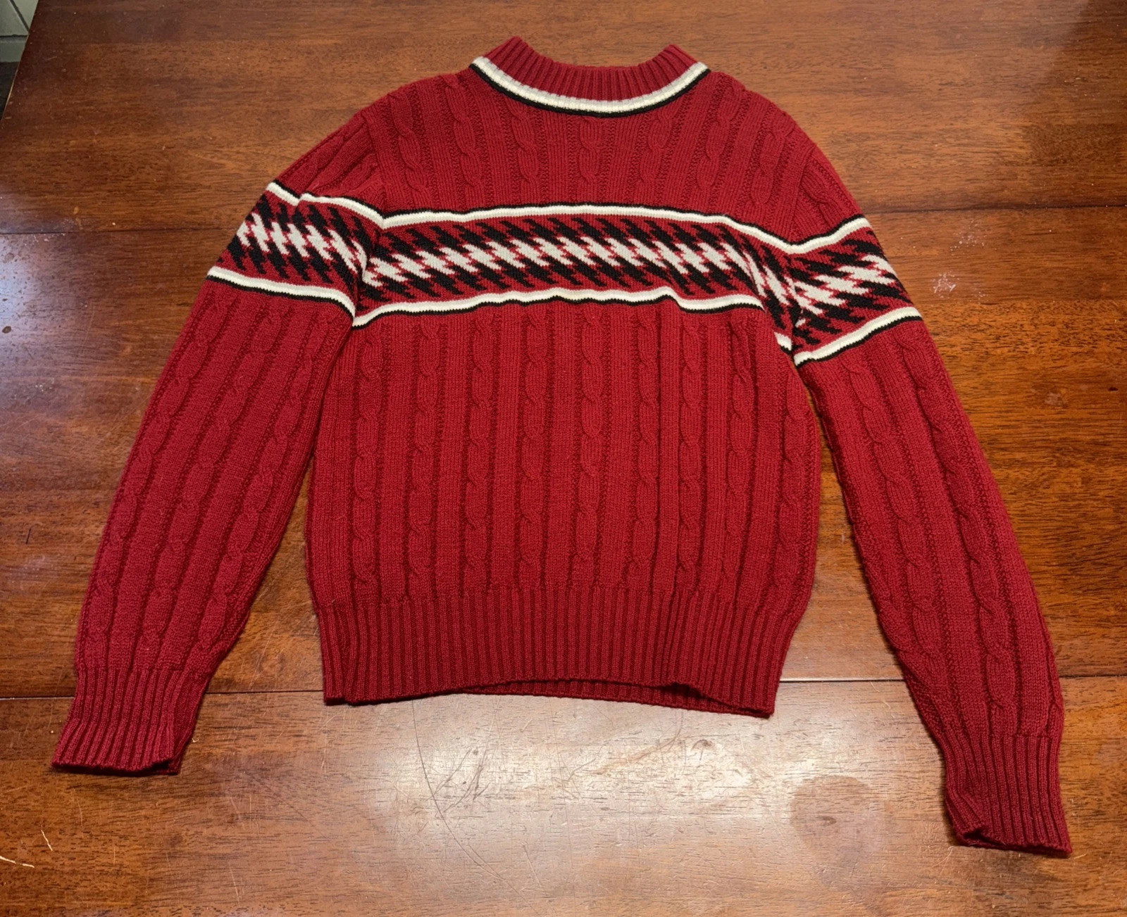 Vtg Jantzen Sweater Mens M Red Crew Neck Long Sleeve Pullover USA Made