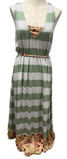 Matilda Jane Seaside Afternoon Striped and Floral Maxi Dress Sleeveless XL