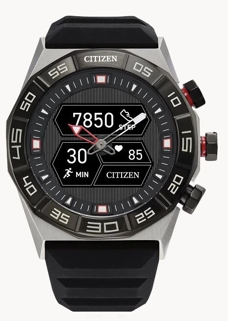 BRAND NEW Citizen CZ Smart Hybrid BLK Silicone Sport Smart Watch 44MM JX2007-09E