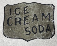 Vintage Style Ice Cream Soda Metal Advertising Sign Original Rustic Pattern 24"