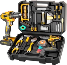 117-Piece Tool Kit 21V Cordless Drill Mechanic Tool Set Home Auto Repair Toolbox