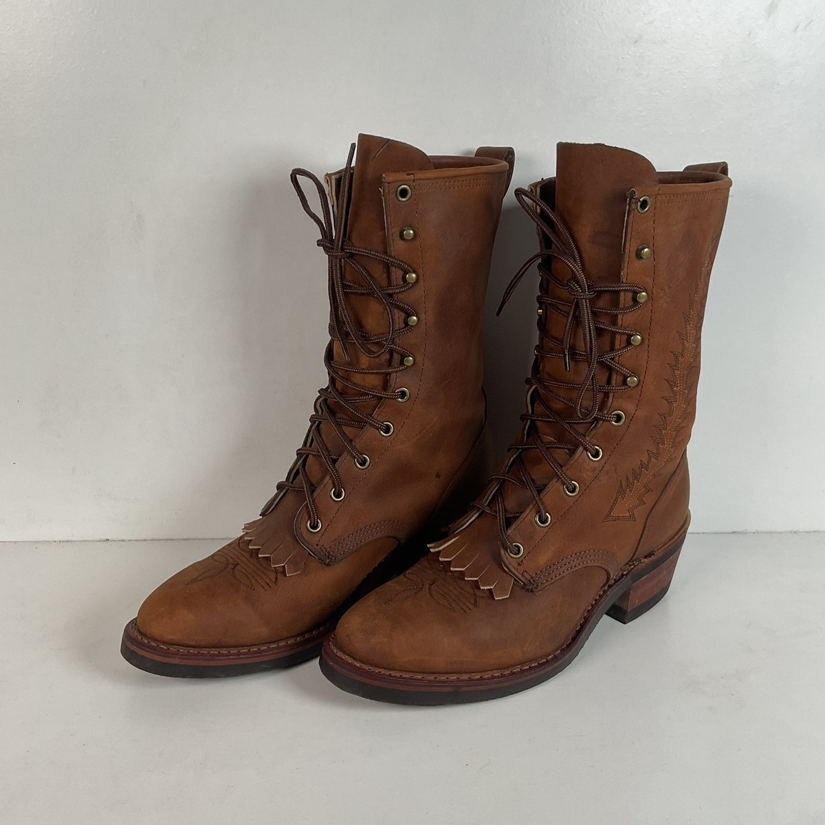Abilene Boots Men’s Vintage Packer Boots size 8 EE ABILENE Brown Leather PACKER Boots . Vintage Cowgirl Country  main image 4