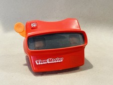 Vintage Original 1983 3D VIEW-MASTER Red Reel Viewer Orange Handle Viewmaster
