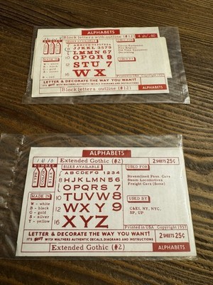 Vintage  ALPHABETS  1957 N HO Scale Kettering Sizes 10 12 Circus Train Cars