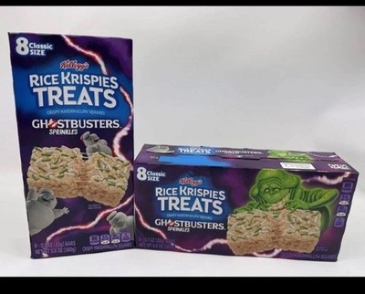 New Limited Kellogg's Rice Krispies Ghostbusters Sprinkles Treats 8 Bars Slimer
