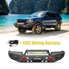 For 1999-2004 Jeep Grand Cherokee Wj Front Bumper Off-road W Winch Platelights