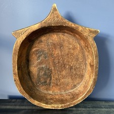 Vintage Wooden Dough Kneading Bowl Hand-Carved Rustic Primitive Farmhouse READ