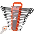 15PC Combination Spanner Wrench Ring Open Ended 1/4" - 1" SAE 12 Point "V" Notch