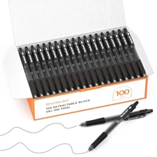 Shuttle Art Black Gel Pens, 100 Pack Retractable Medium Point Rollerball Gel Ink