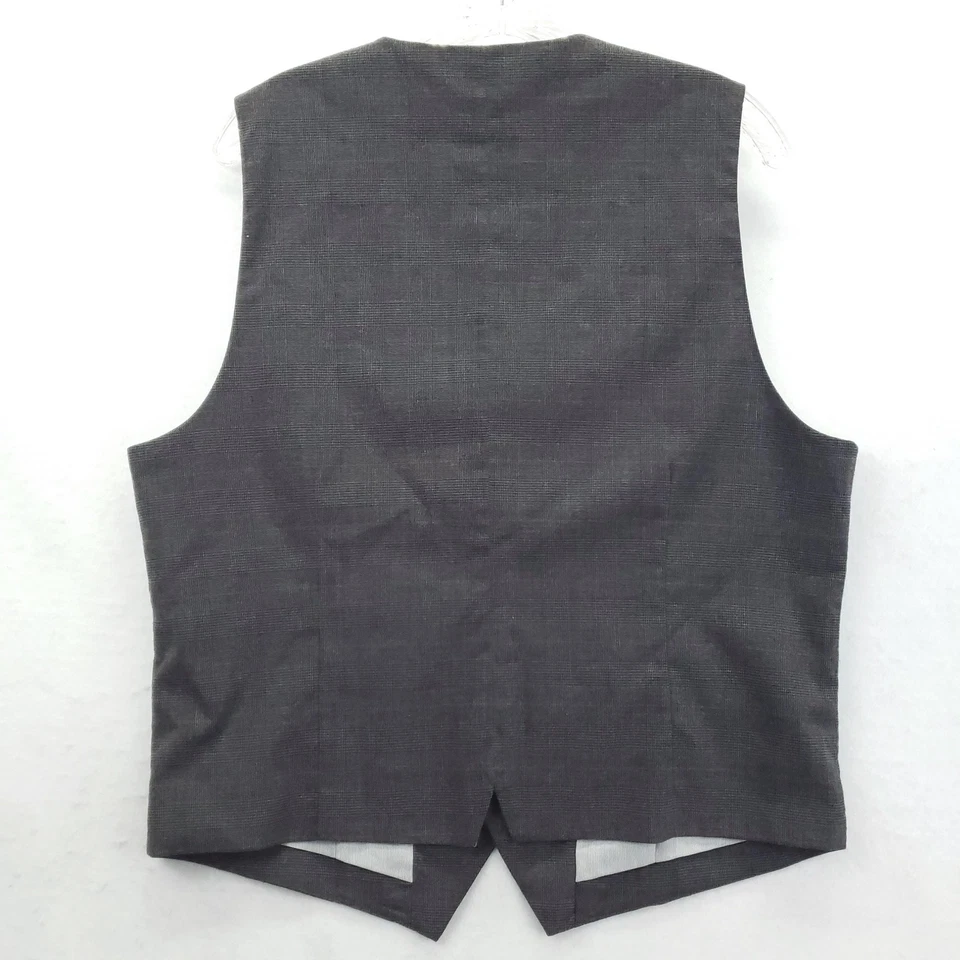 Fossil Vest Mens Large Gray Glen Plaid Waistcoat 5 Button Formal V Neck - Image 2 of 4