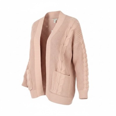 American Eagle Outfitters Damen Pullover XS/S Pink Zopfmuster Lose Strickjacke