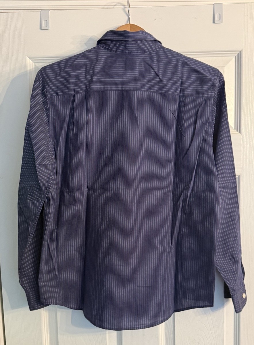 VAN HEUSEN Womens Striped Button Down Shirt Long Sleeve Blue
