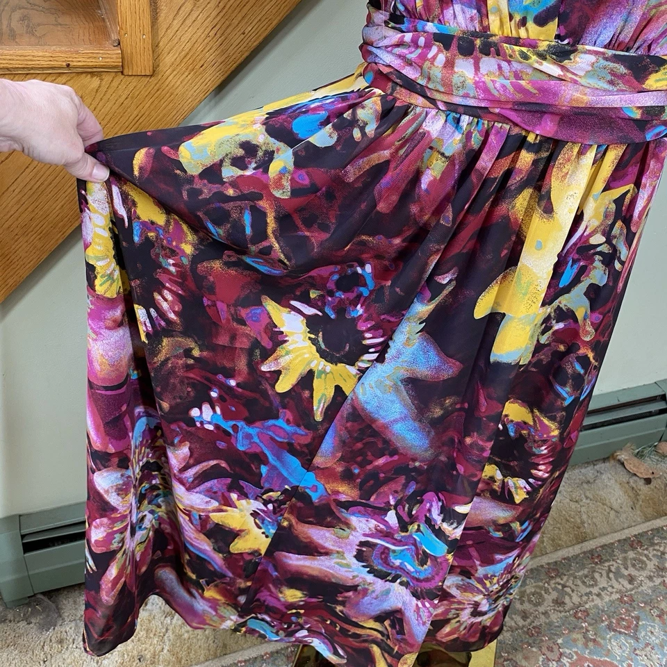 Roaman's Womens Sz 20W Purple Floral Flutter Sleeve Maxi Dress Flowy Cottagecore - Image 4 of 4