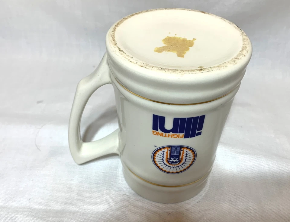 Vintage FIGHTING ILLINI Tall Ceramic Mug Stein Chief Logo University of Illinois - Image 4 of 4