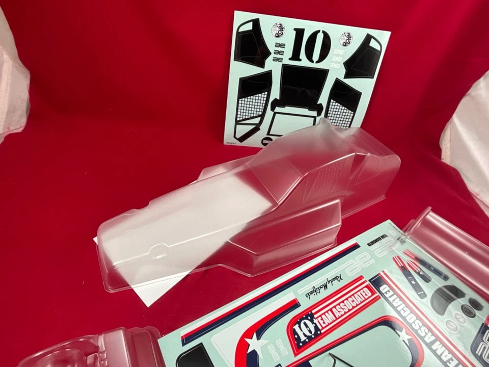 Team Associated RC10 METALLIC EDITION clear BODY + WING DECALS window mask 60TH - Image 4 of 4