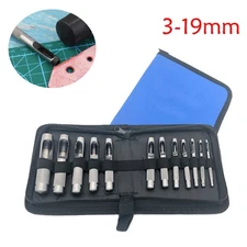 15pcs Leather Hole Punch Round Hollow Hole Tool Leather Belt Stitching Punch Set
